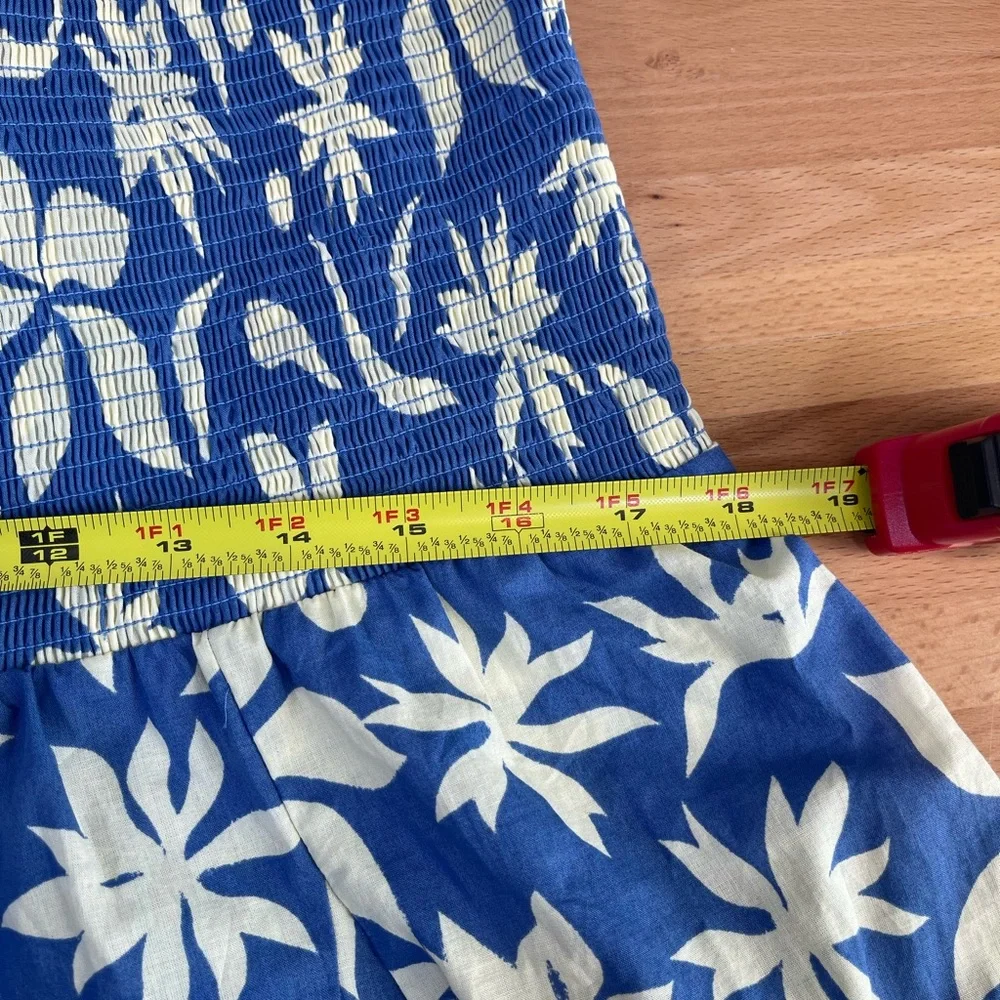 Zara Blue Cream Floral Ruffle Bandeau Off Shoulder Summer Mini Dress Size XXL - Picture 7 of 8